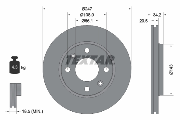 Bremsscheibe - 92043103 TEXTAR