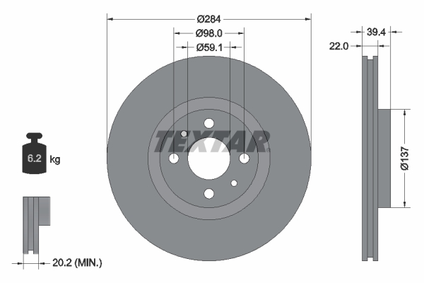 Bremsscheibe - 92055203 TEXTAR