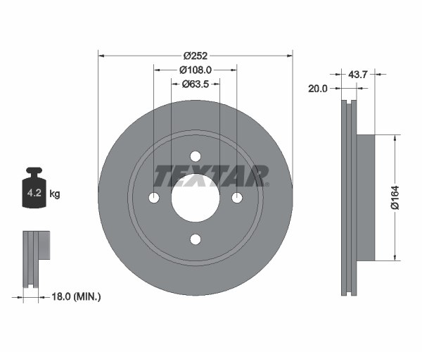 Brake Disc - 92063603 TEXTAR