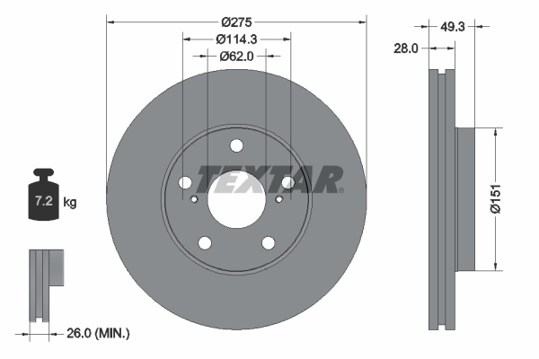 Brake Disc - 92077703 TEXTAR