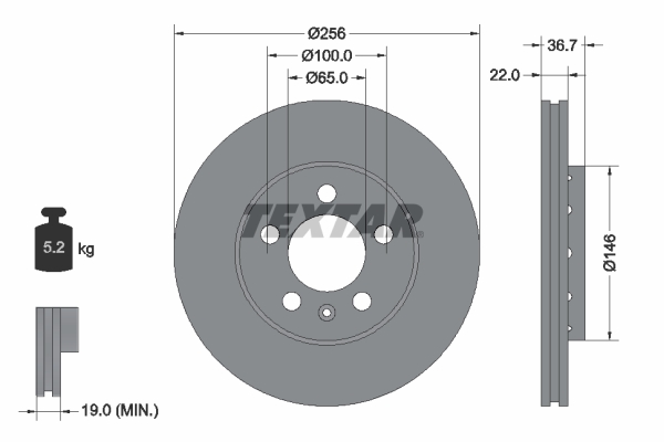 Brake Disc - 92082205 TEXTAR