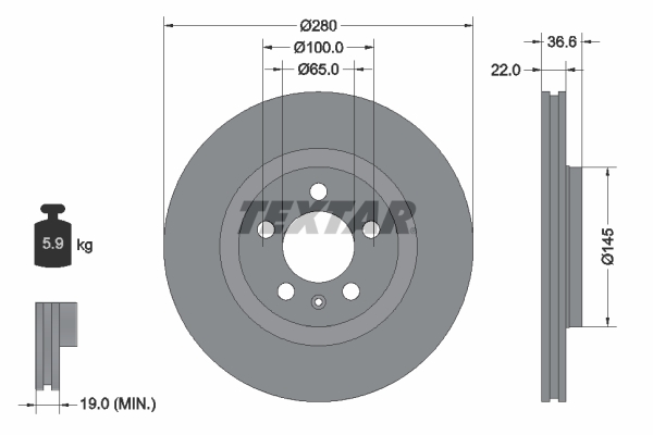 Brake Disc - 92082305 TEXTAR