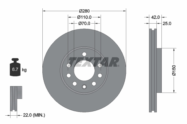 Bremsscheibe - 92091903 TEXTAR