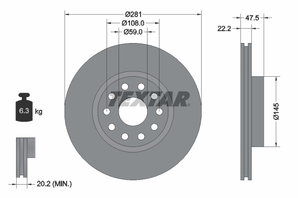 Brake Disc - 92093800 TEXTAR