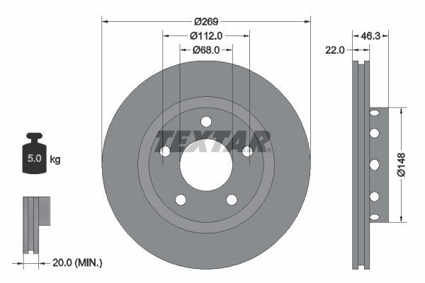 Brake Disc - 92098400 TEXTAR