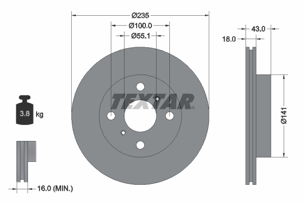 Brake Disc - 92103603 TEXTAR