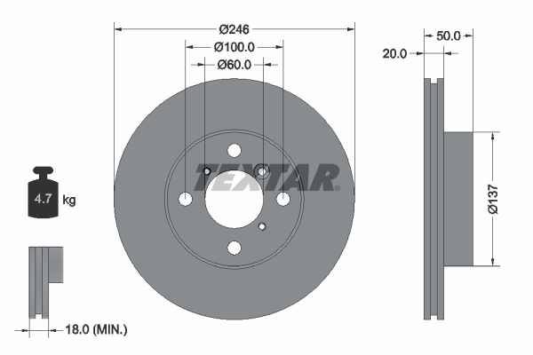 Bremsscheibe - 92104500 TEXTAR