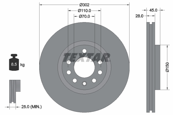 Bremsscheibe - 92118303 TEXTAR