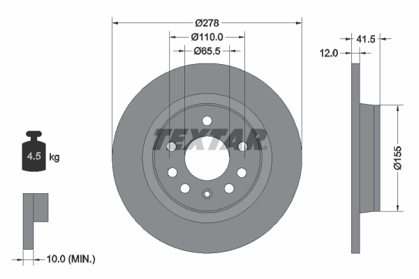 Brake Disc - 92118503 TEXTAR