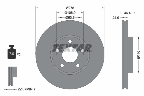 Brake Disc - 92124803 TEXTAR