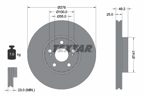 Bremsscheibe - 92126403 TEXTAR