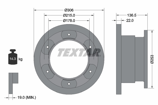 Brake Disc - 93127300 TEXTAR