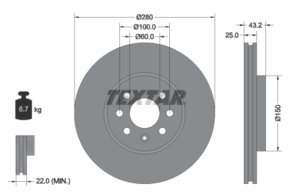 Brake Disc - 92129303 TEXTAR