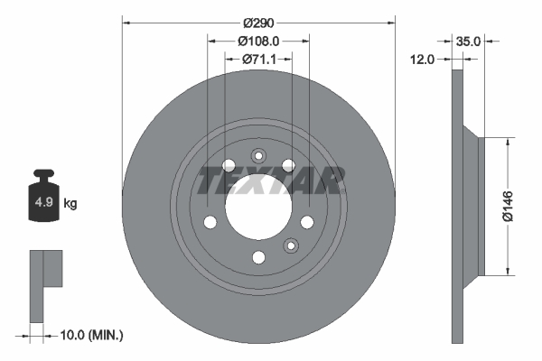 Brake Disc - 92129603 TEXTAR