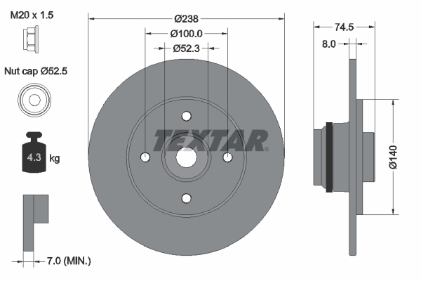 Bremsscheibe - 92154003 TEXTAR