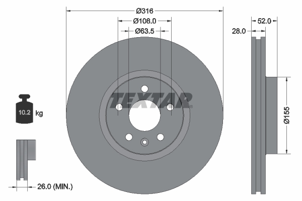 Brake Disc - 92162303 TEXTAR