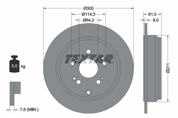 Brake Disc - 92162503 TEXTAR