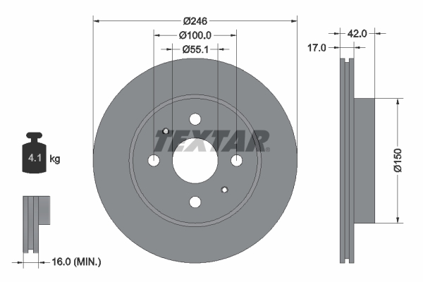 Bremsscheibe - 92165603 TEXTAR
