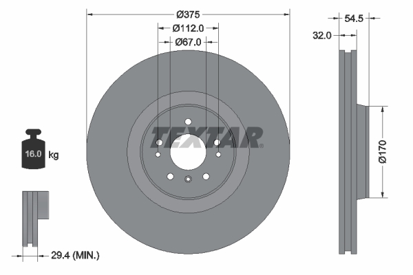 Brake Disc - 92176603 TEXTAR