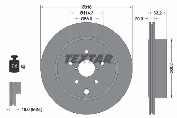 stabdžių diskas - 92243703 TEXTAR