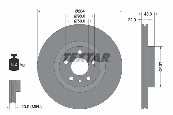 Brake Disc - 92252803 TEXTAR