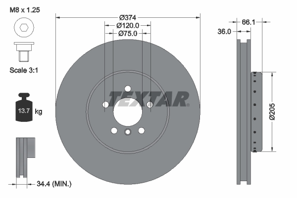 Brake Disc - 92266125 TEXTAR