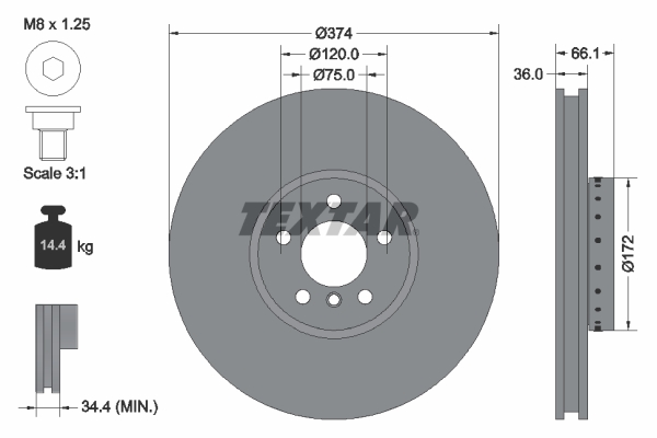Brake Disc - 92266325 TEXTAR