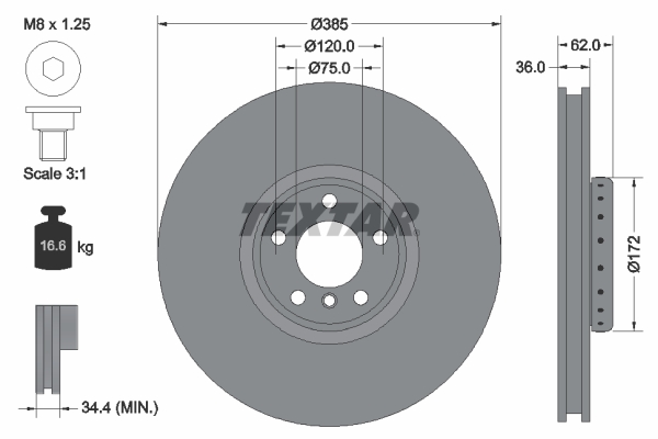 Brake Disc - 92266425 TEXTAR