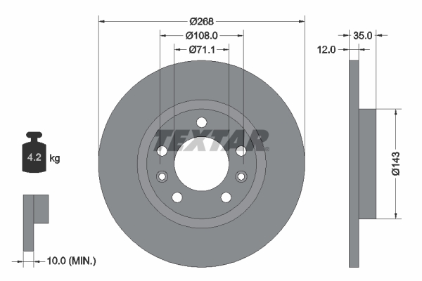 Brake Disc - 92268003 TEXTAR