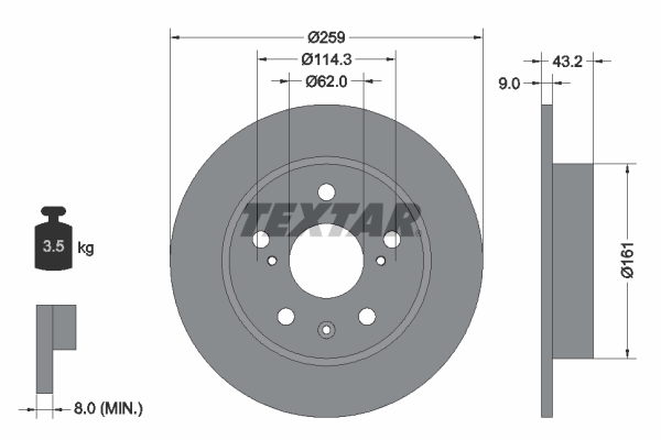 Brake Disc - 92268403 TEXTAR