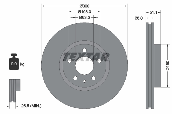 Brake Disc - 92268605 TEXTAR