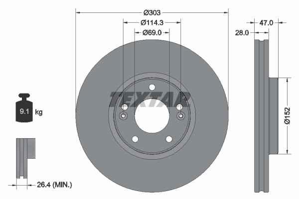 Brake Disc - 92273303 TEXTAR