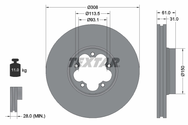 Brake Disc - 92274303 TEXTAR