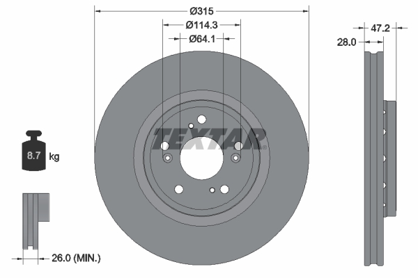 Brake Disc - 92283303 TEXTAR
