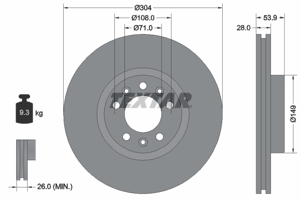 Bremsscheibe - 92287203 TEXTAR