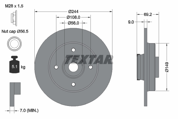 Brake Disc - 92305403 TEXTAR