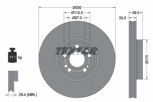 Тормозной диск - 92307105 TEXTAR