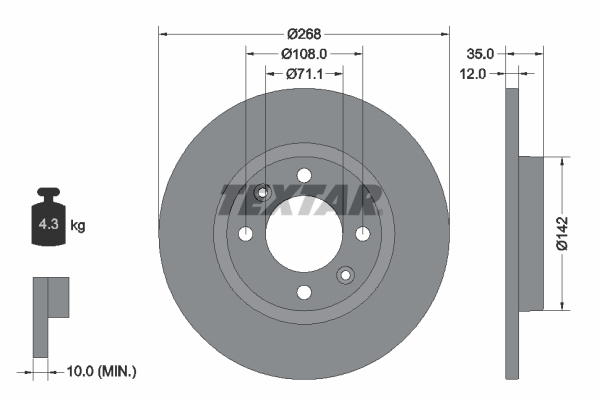 Brake Disc - 92325903 TEXTAR