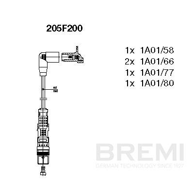 Комплект проводов зажигания - 205F200 BREMI