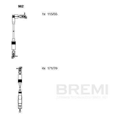Комплект проводов зажигания - 962 BREMI