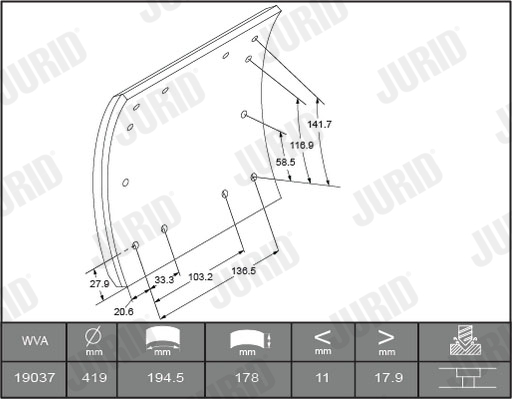 Brake Pad Set, disc brake - 572481J JURID