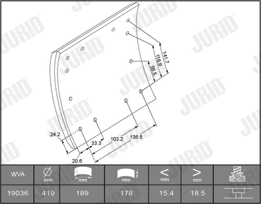Комплект тормозных колодок, дисковый тормоз - 572482J JURID