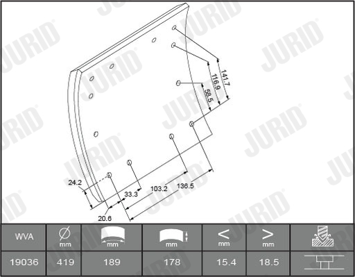Комплект тормозных колодок, дисковый тормоз - 572492J JURID