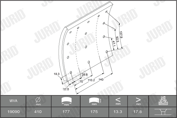 Комплект тормозных колодок, дисковый тормоз - 572584J JURID