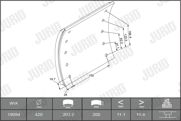 Комплект тормозных колодок, дисковый тормоз - 572612J JURID
