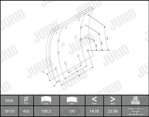Комплект тормозных колодок, дисковый тормоз - 573010J JURID