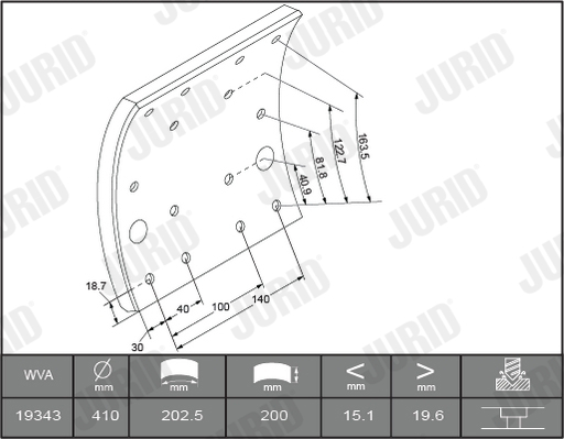 Комплект тормозных колодок, дисковый тормоз - 573064J JURID
