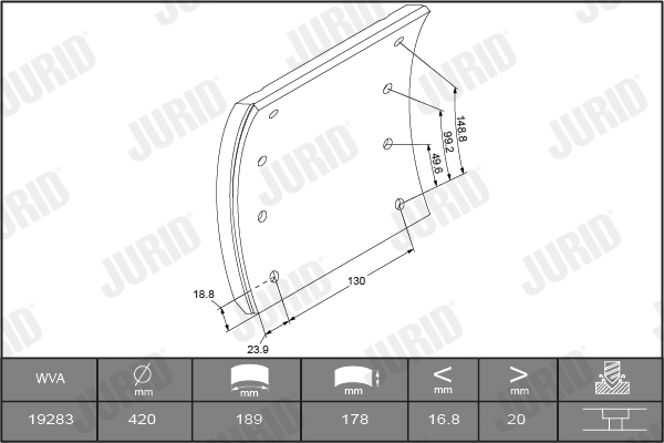 Комплект тормозных колодок, дисковый тормоз - 573074J JURID