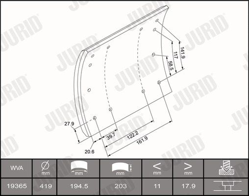 Комплект тормозных колодок, дисковый тормоз - 573092J JURID