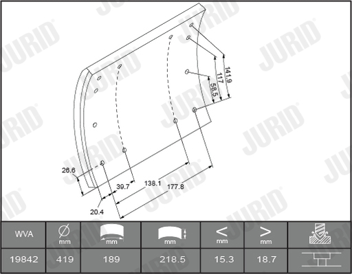 Комплект тормозных колодок, дисковый тормоз - 573128J JURID